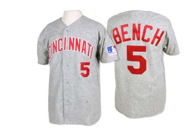 Grey Johnny Bench Men's Cincinnati Reds 1969 Throwback Jersey - Replica Big Tall