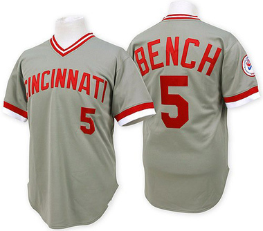 Grey Johnny Bench Men's Cincinnati Reds Throwback Jersey - Authentic Big Tall
