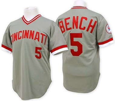 Grey Johnny Bench Men's Cincinnati Reds Throwback Jersey - Replica Big Tall