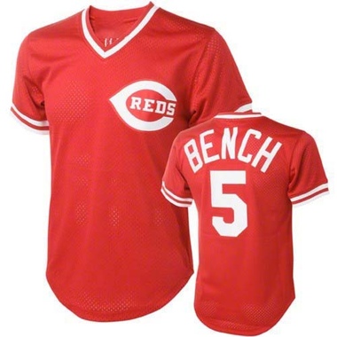 Red Johnny Bench Men's Cincinnati Reds Throwback Jersey - Replica Big Tall