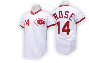 White Pete Rose Men's Cincinnati Reds Throwback Jersey - Replica Big Tall